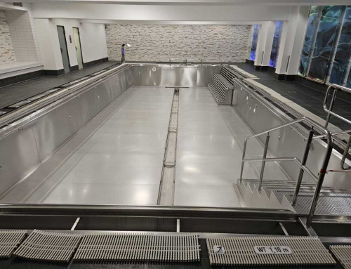 Schwimmbeckenreinigung in einer Seniorenresidenz, Schwerpunkt Edelstahlreinigung